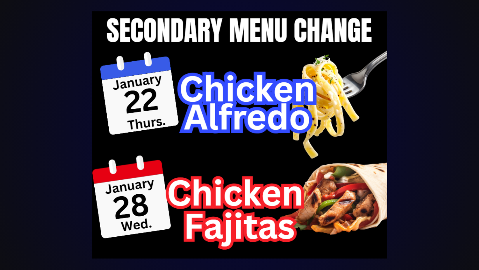 Secondary Menu Change