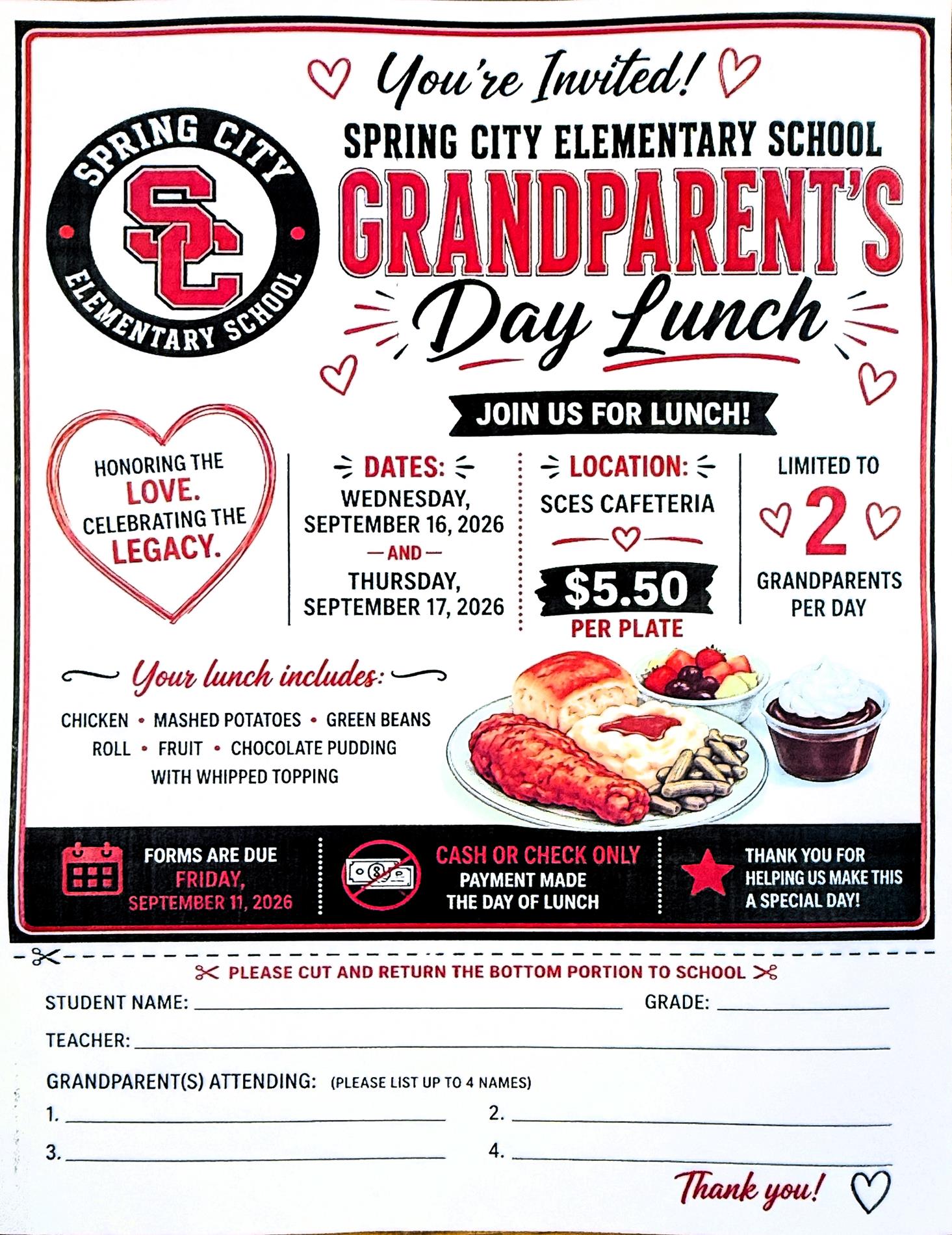 Grandparent's Day Lunch Flier Information 