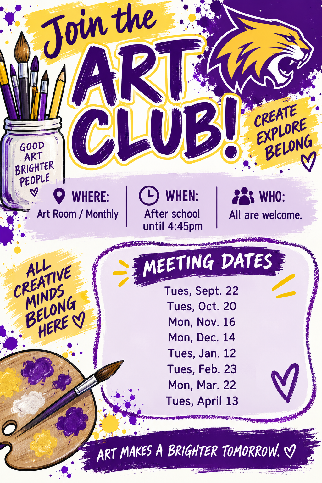 Art Club Meeting Dates 2026-27