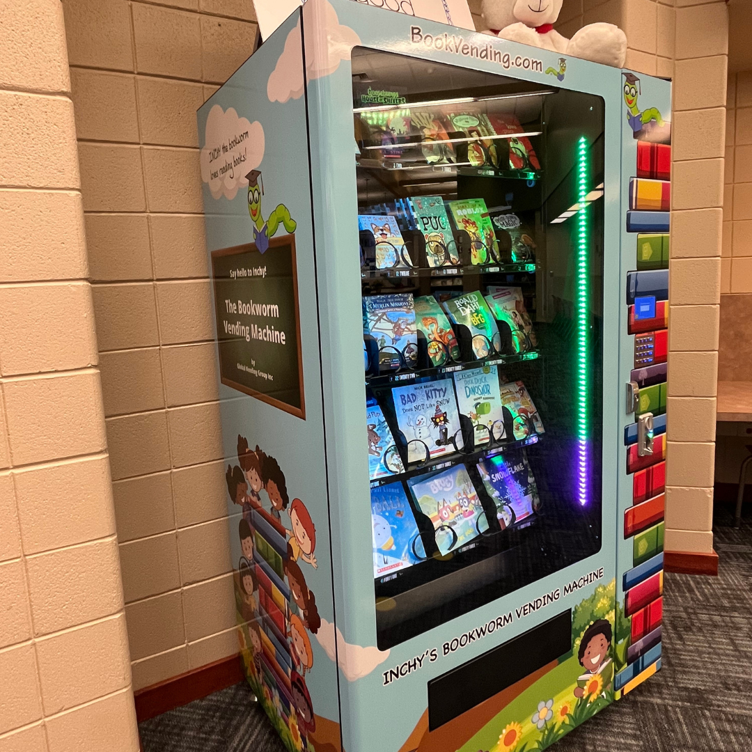 Book Vending Machine Lit Up Ready for Use