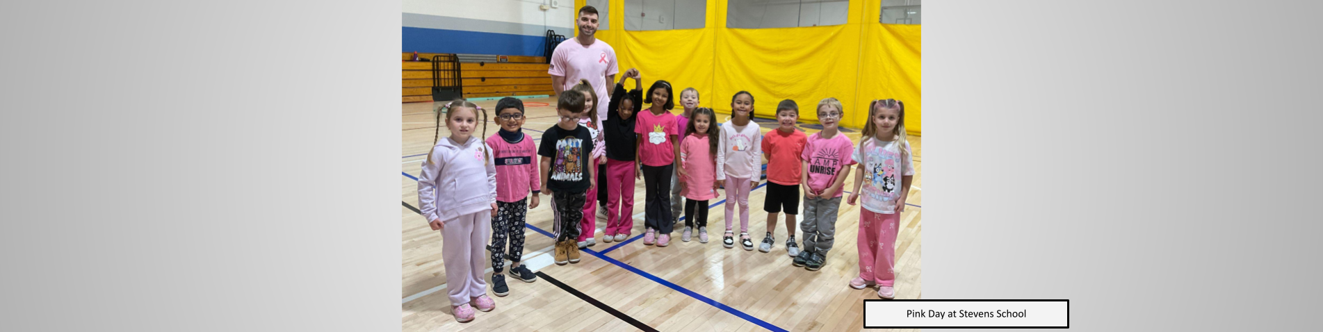Students dressed in all pink (in gym class)