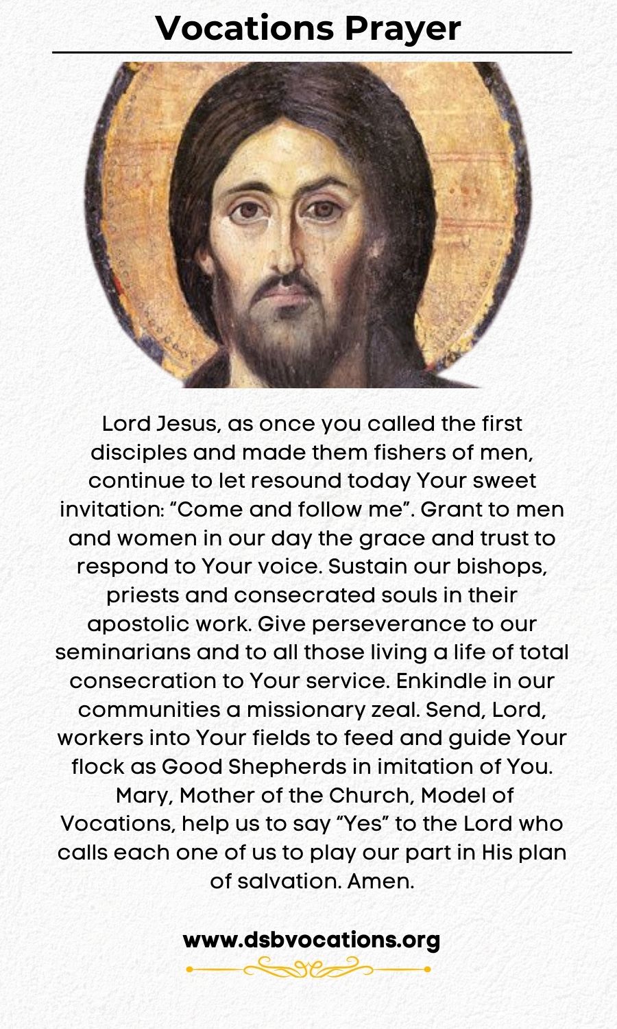 Vocations Prayer Card (English)