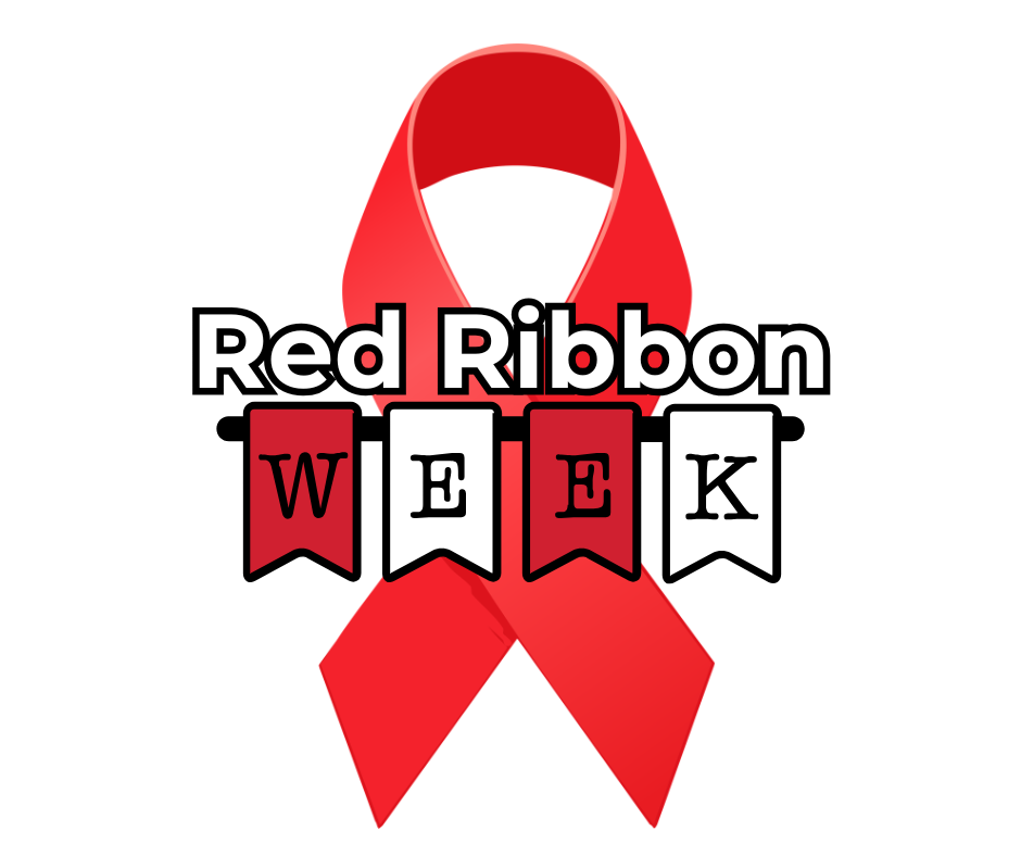 Red Ribbon Week with a red ribbon in the background