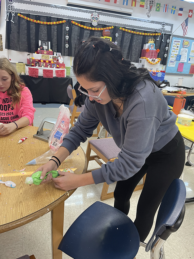 Students working on their altar