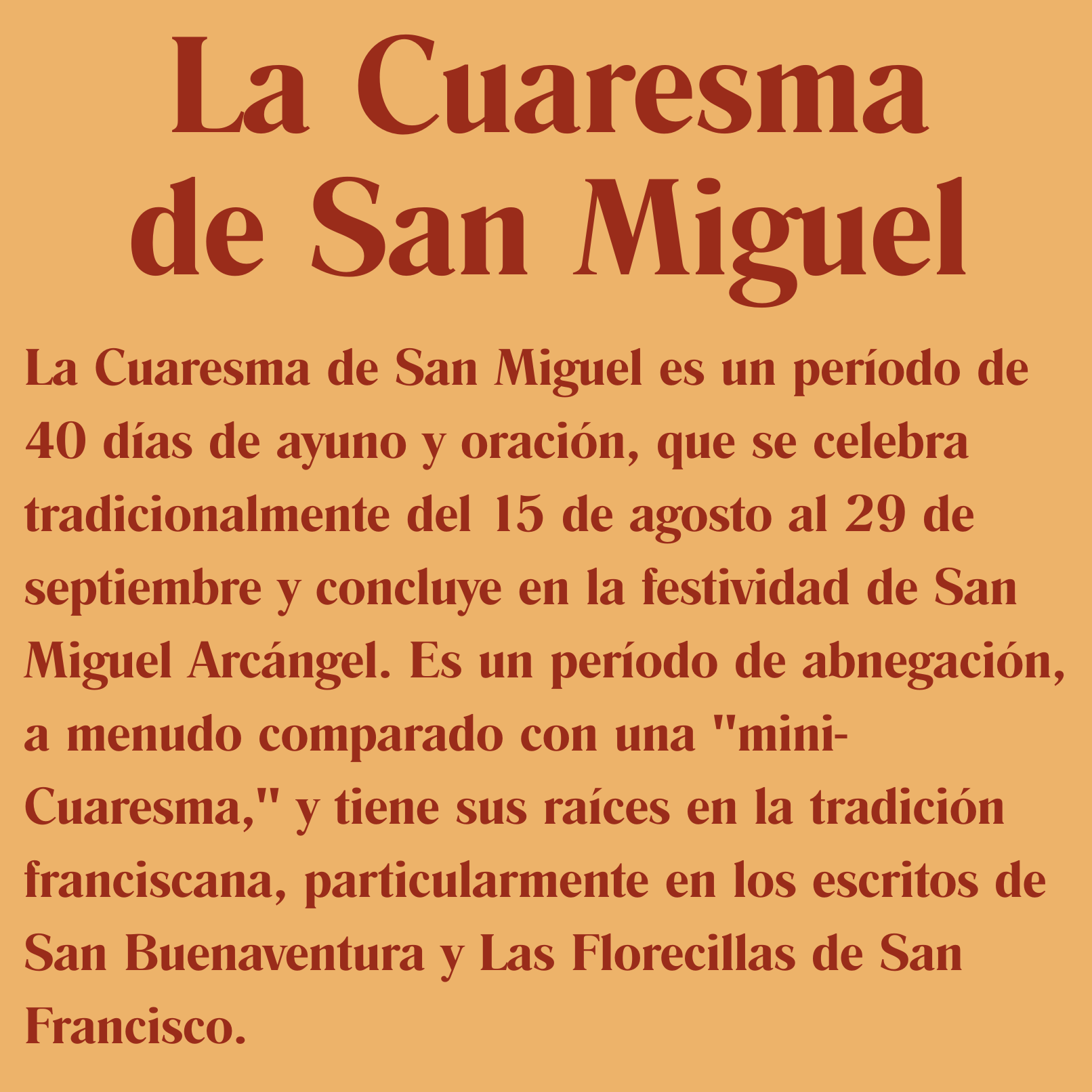 La Cuaresma de San Miguel 2026
