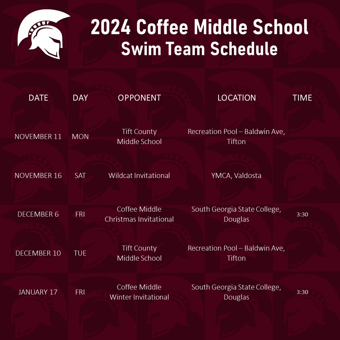 2024-2025 CMS Swim Team Schedule