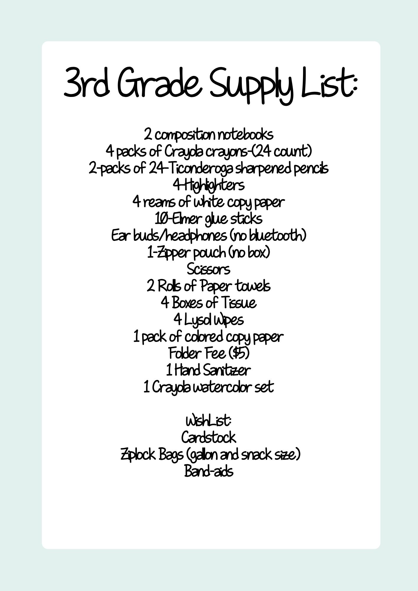 Supply list
