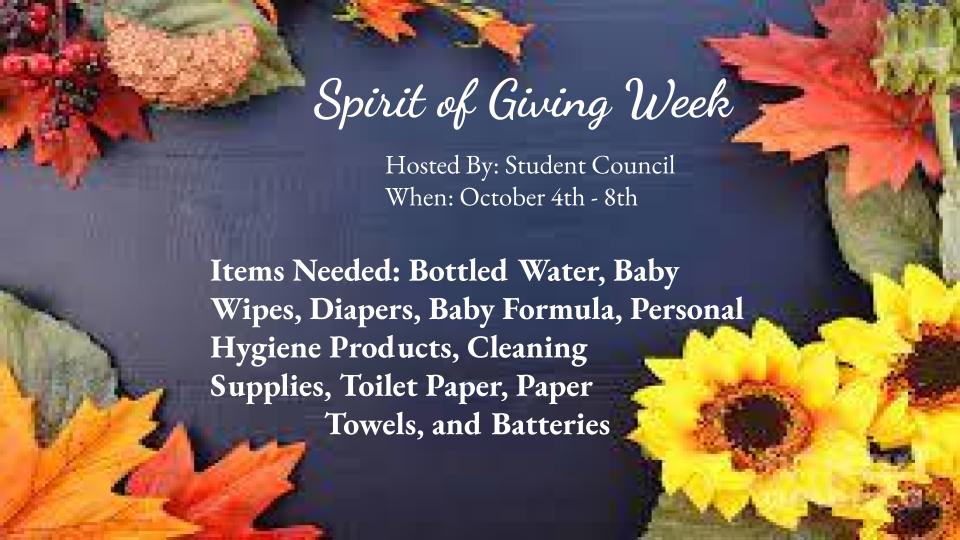 Spirit of Giving Week flyer