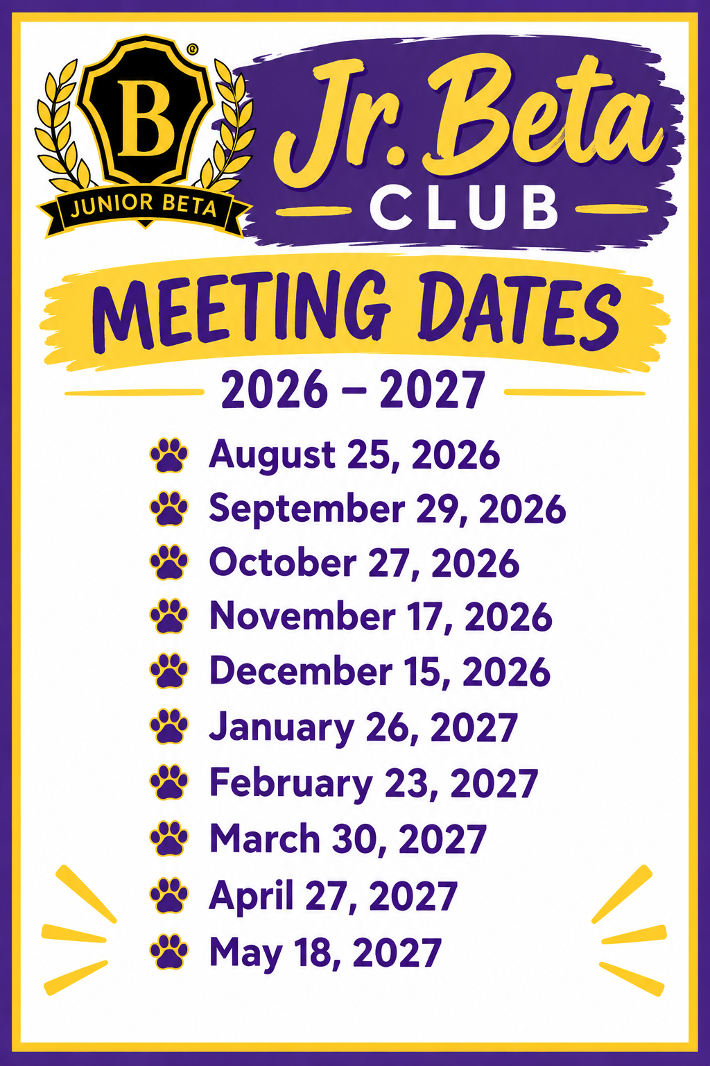 2026-2027 jr beta meeting dates