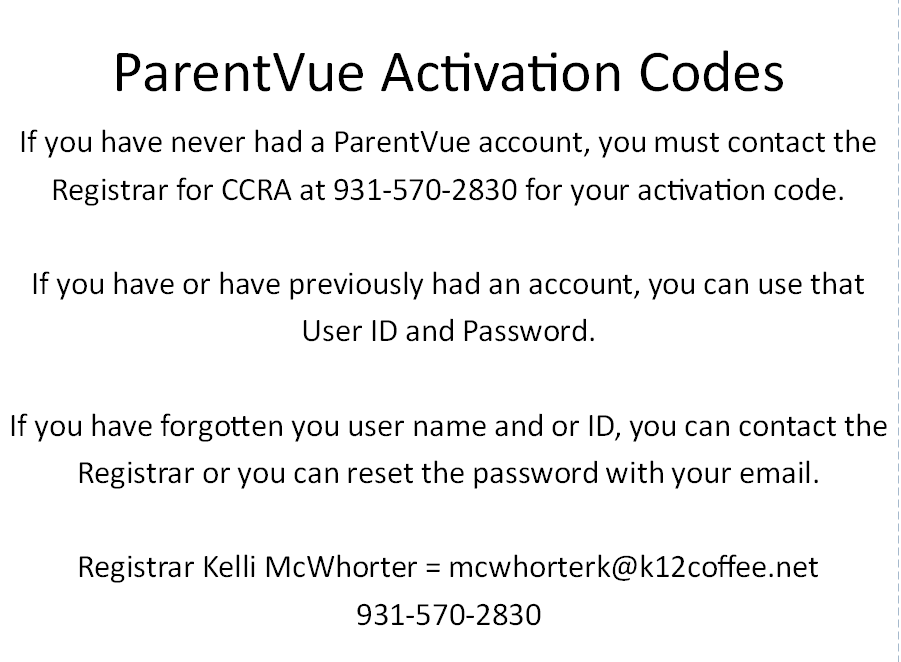 ParentVue Activation Codes