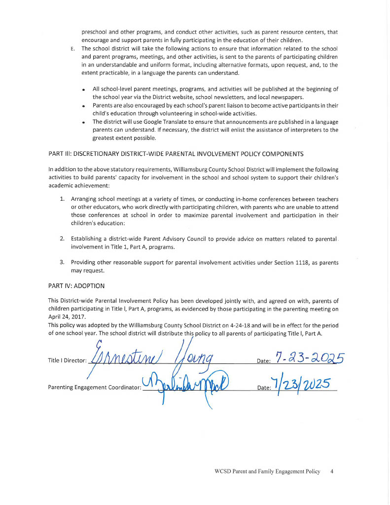 2025-2026 KMMSA Family Engagement Policy Page 4