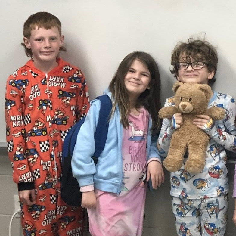 Students dressed for pajama day