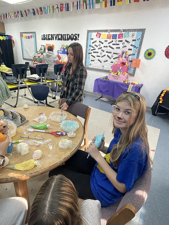 Students working on their altar