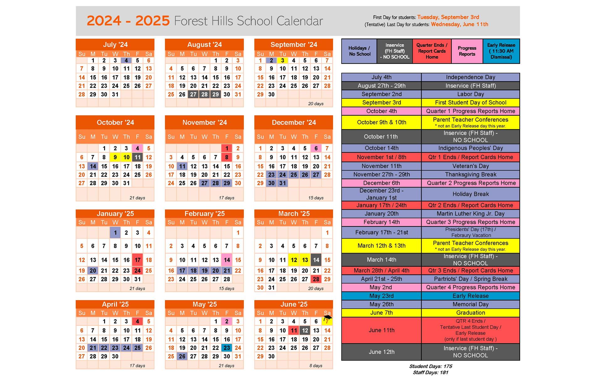 Forest Hills School Calendar