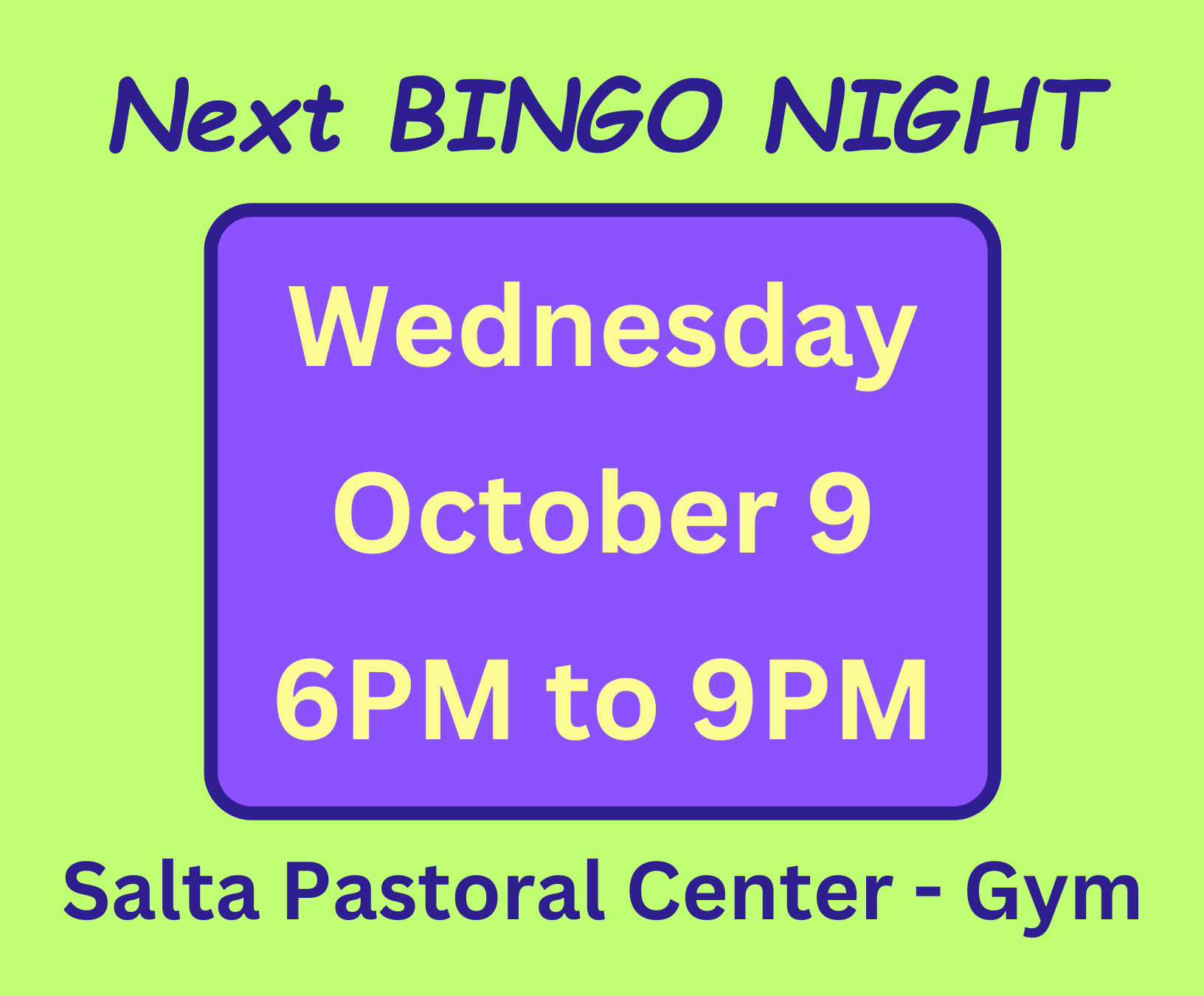 Next Bingo night