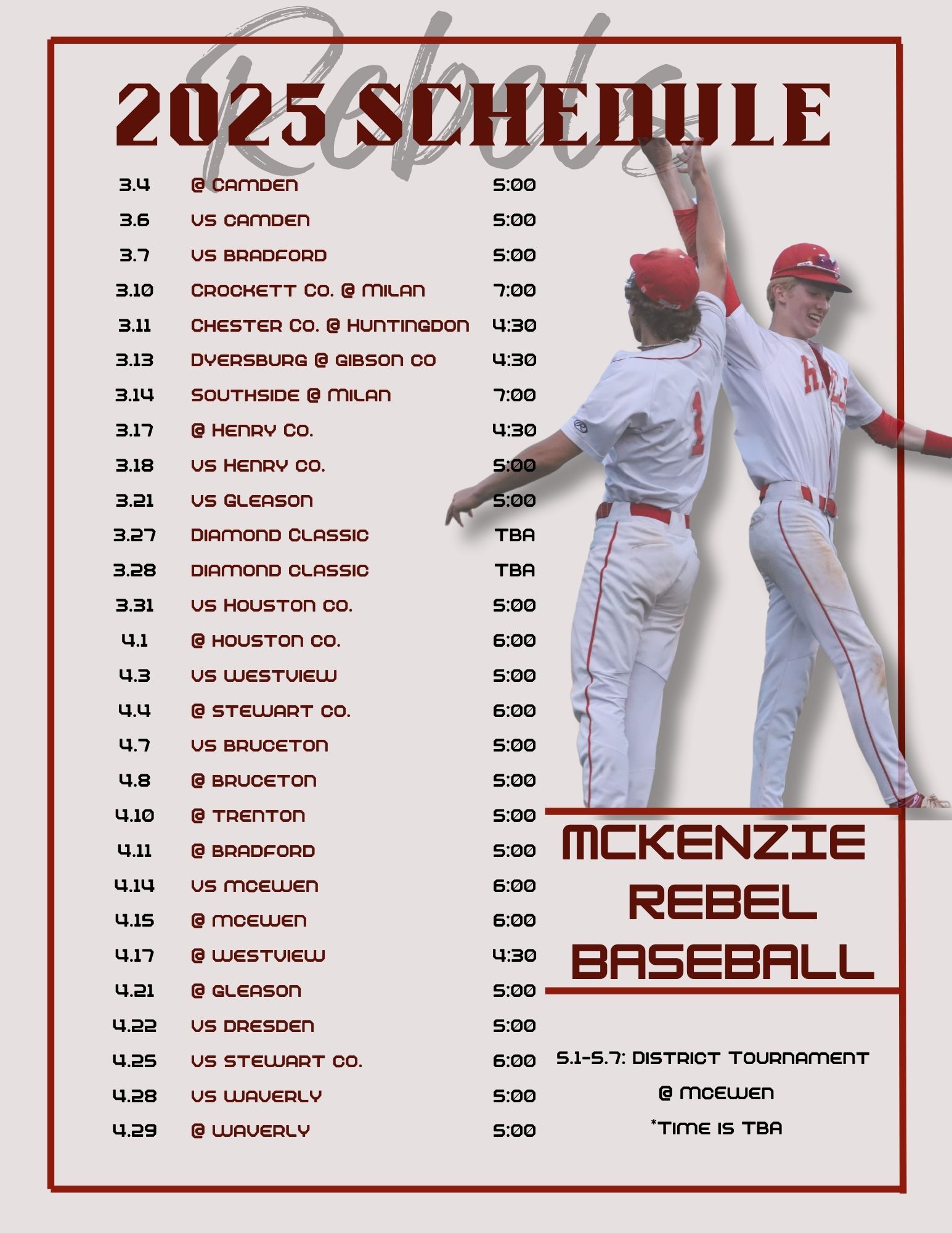 Baseball Schedule