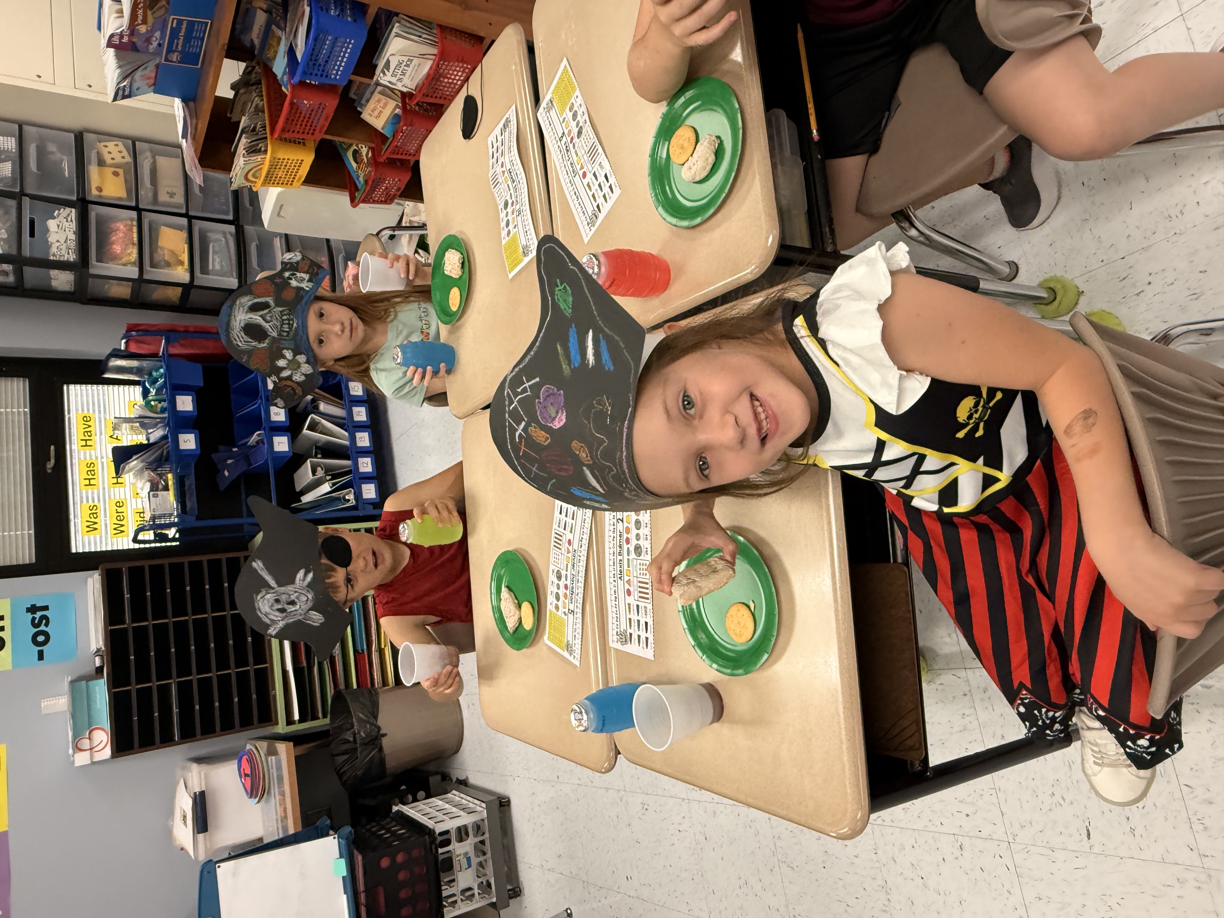 1st grades students  dressed as pirates.