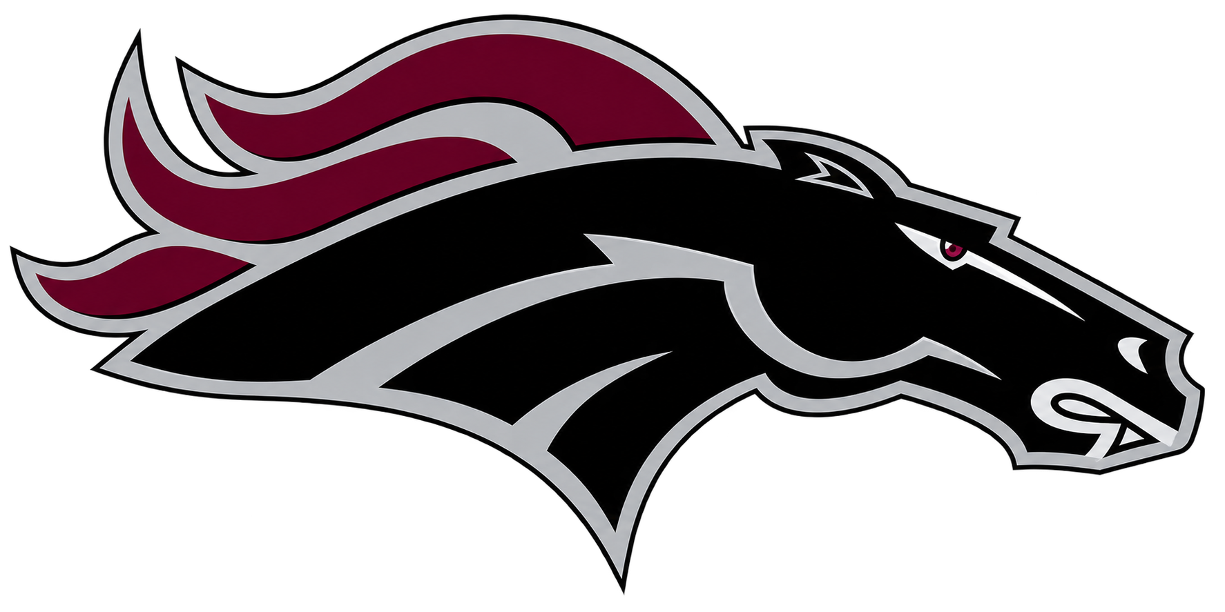 Aggressive Maroon Mustang Mascot Logo