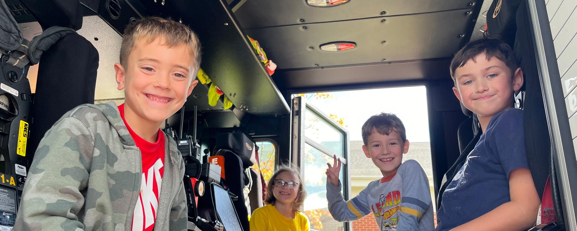 Students in Fire truck