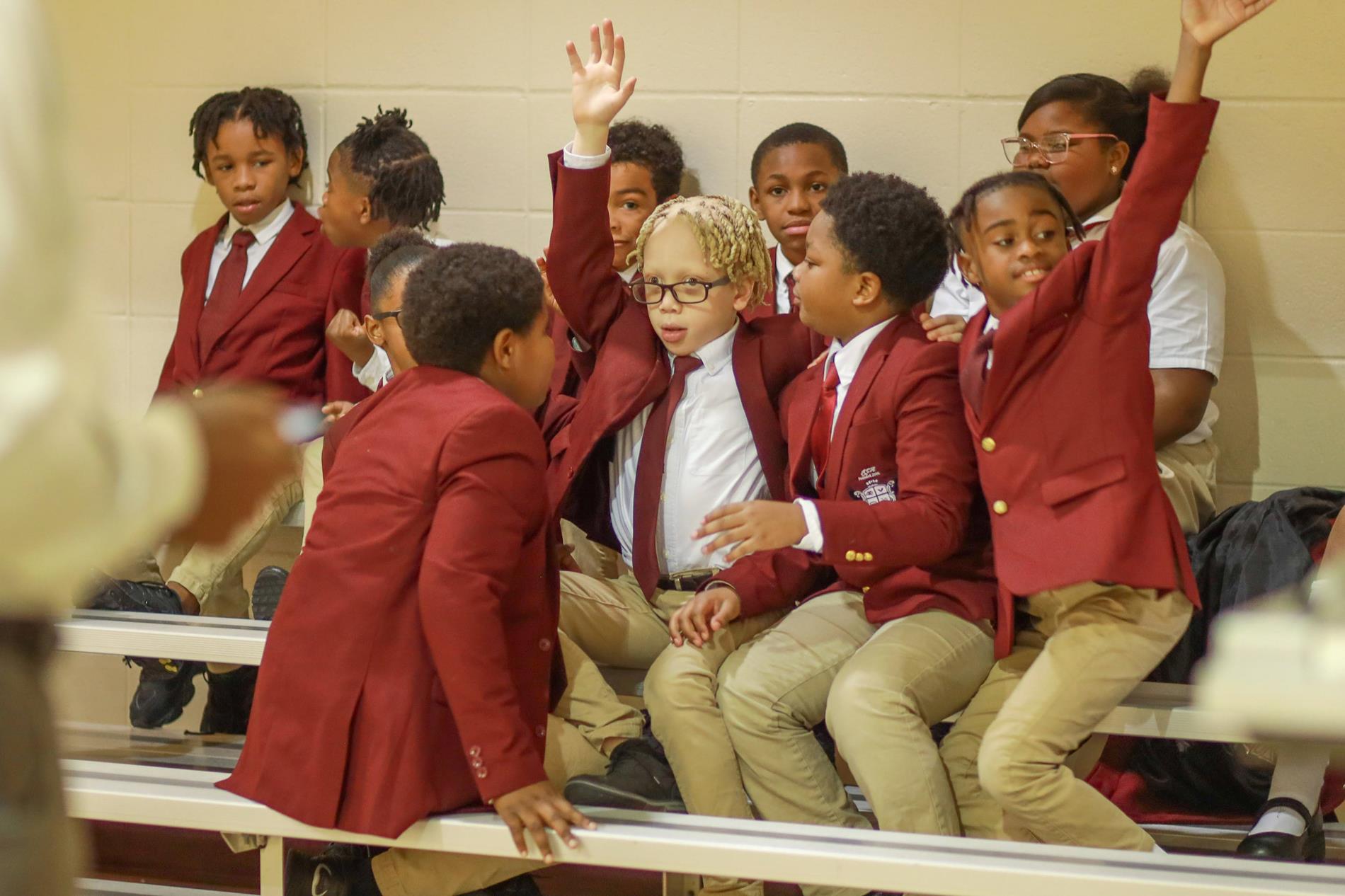 Students on bleachers