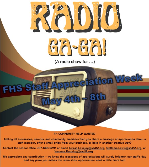 Radio Ga-Ga FHS Staff Appreciation Week Help Wanted