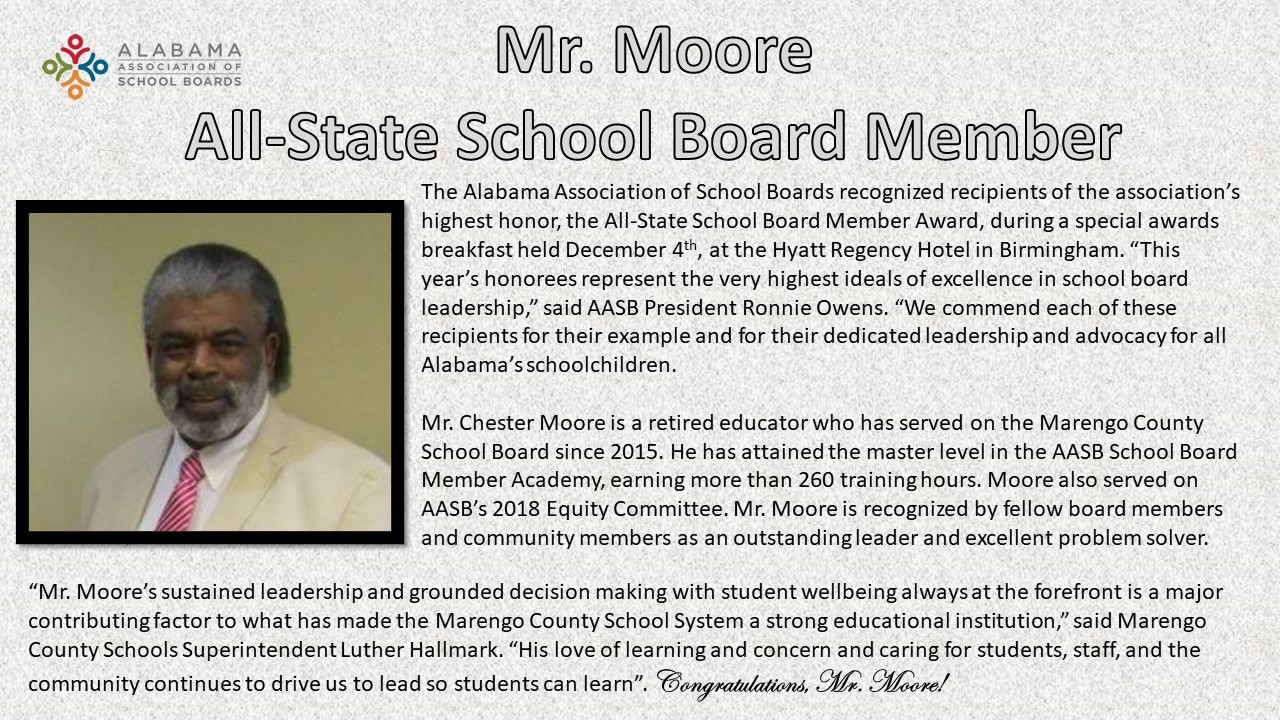 Mr. Moore Honored as All-State School Board Member
