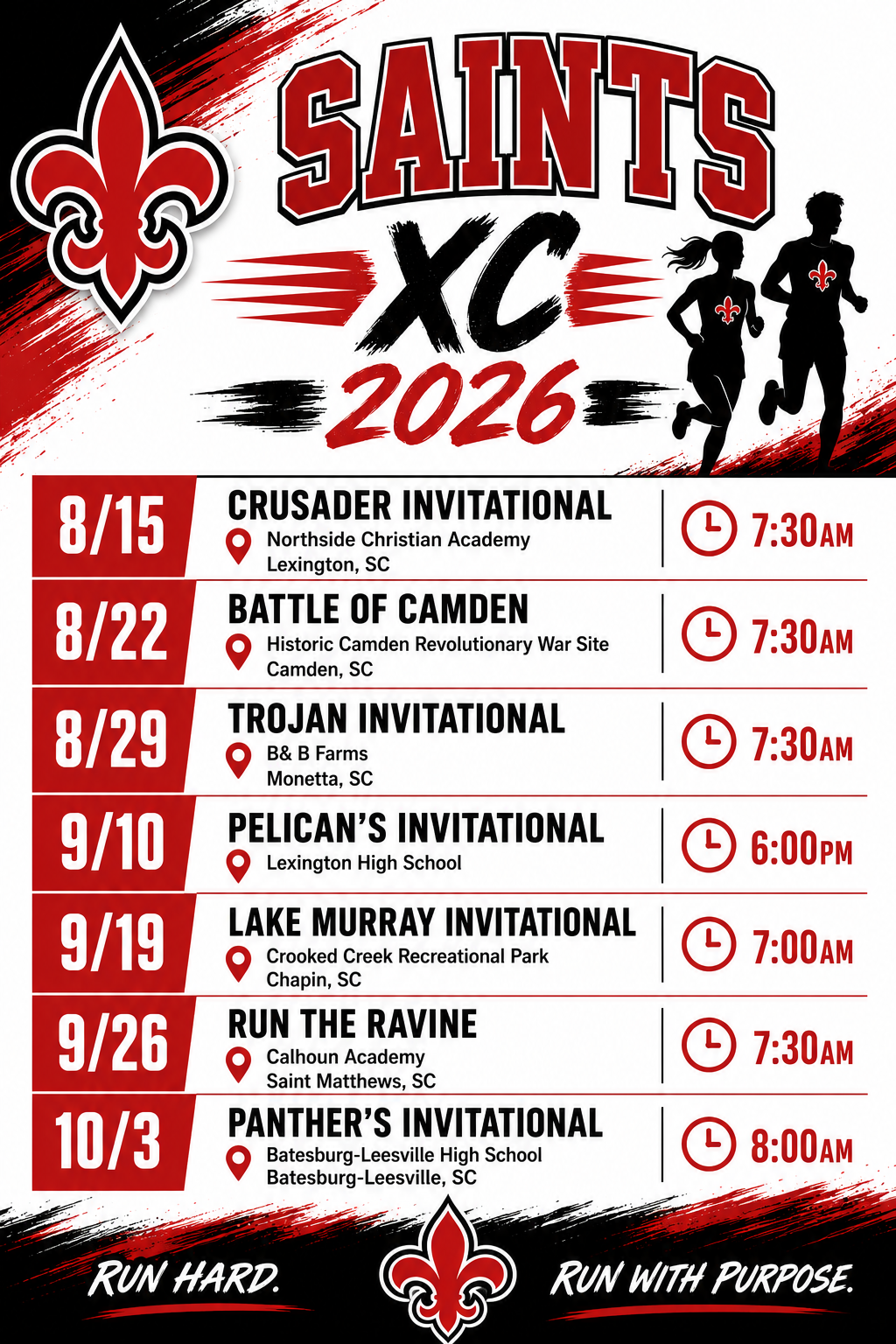 Cross Country Schedule