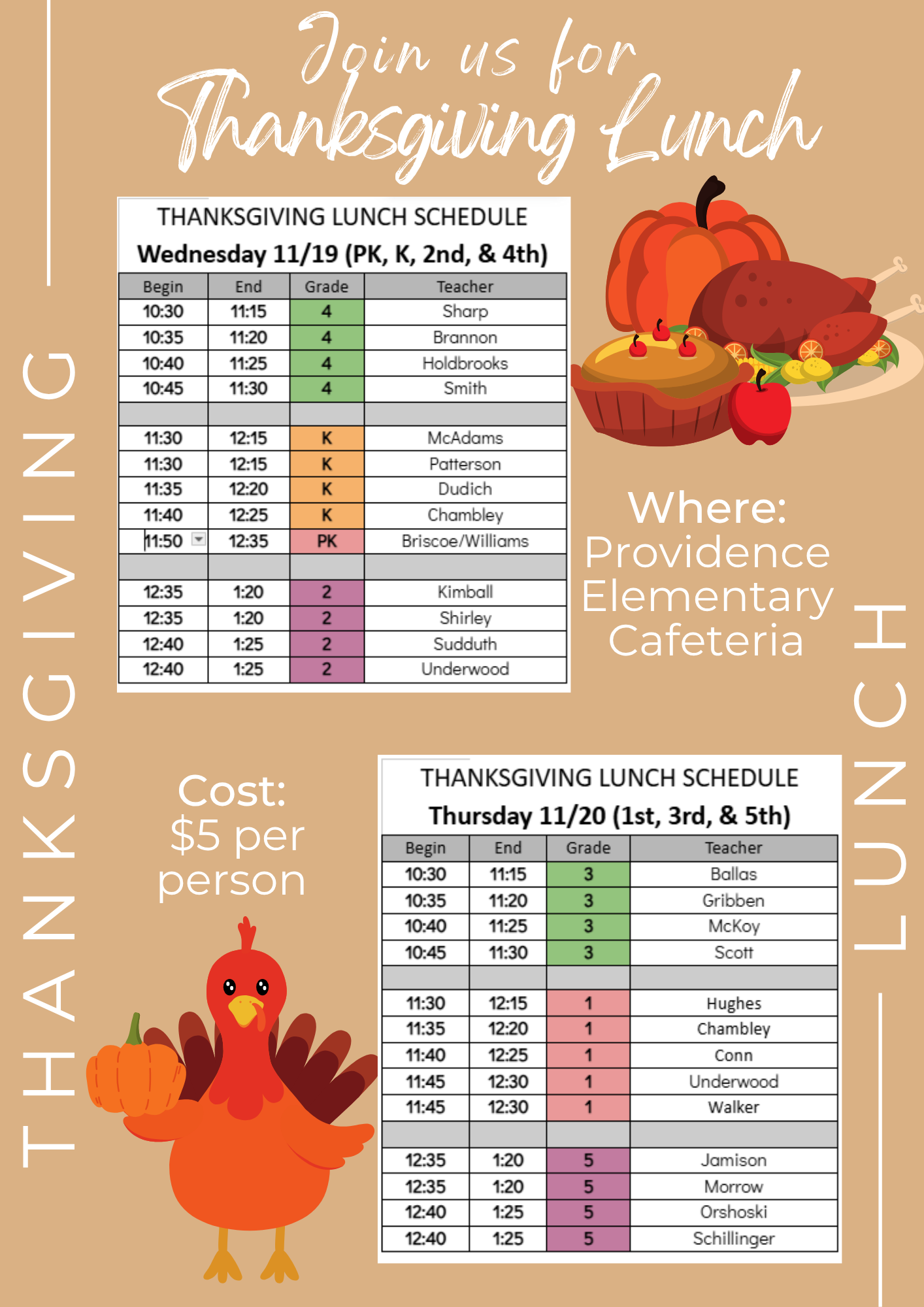 Thanksgiving Lunch Schedule Flyer Thanksgiving Lunch Schedule Flyer