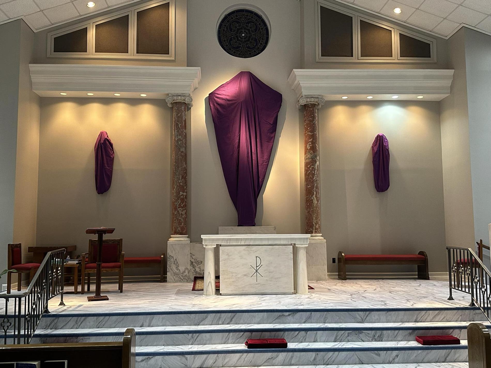 The sanctuary is prepared for Good Friday