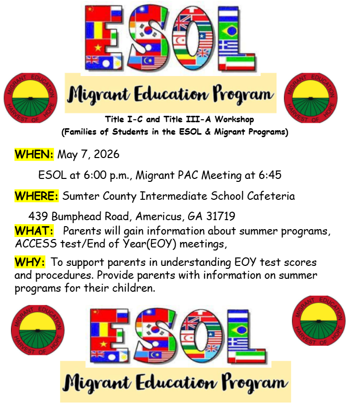 ESOL & Migrant Meeting May 7, 2026