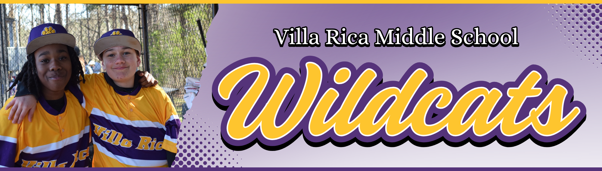 Villa Rica MIddle School wildcats with pic of two VRMS baseball players