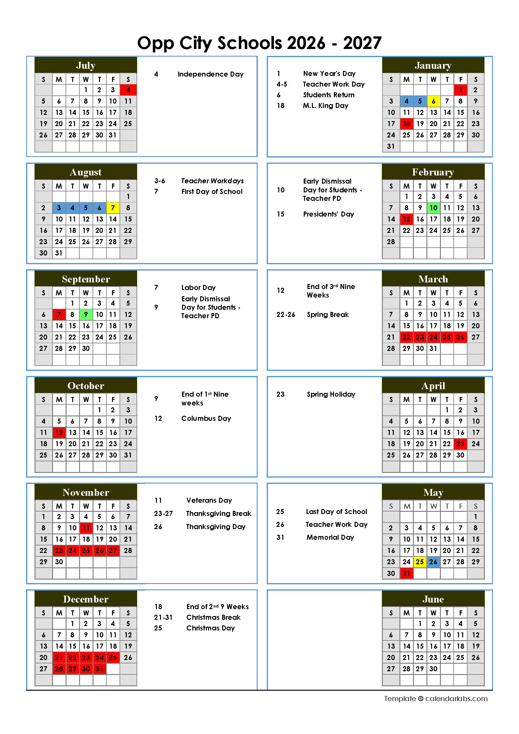 26 - 27 Calendar