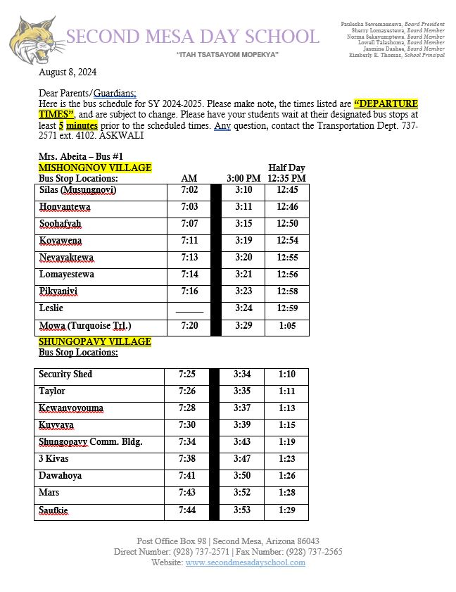 Bus Schedule