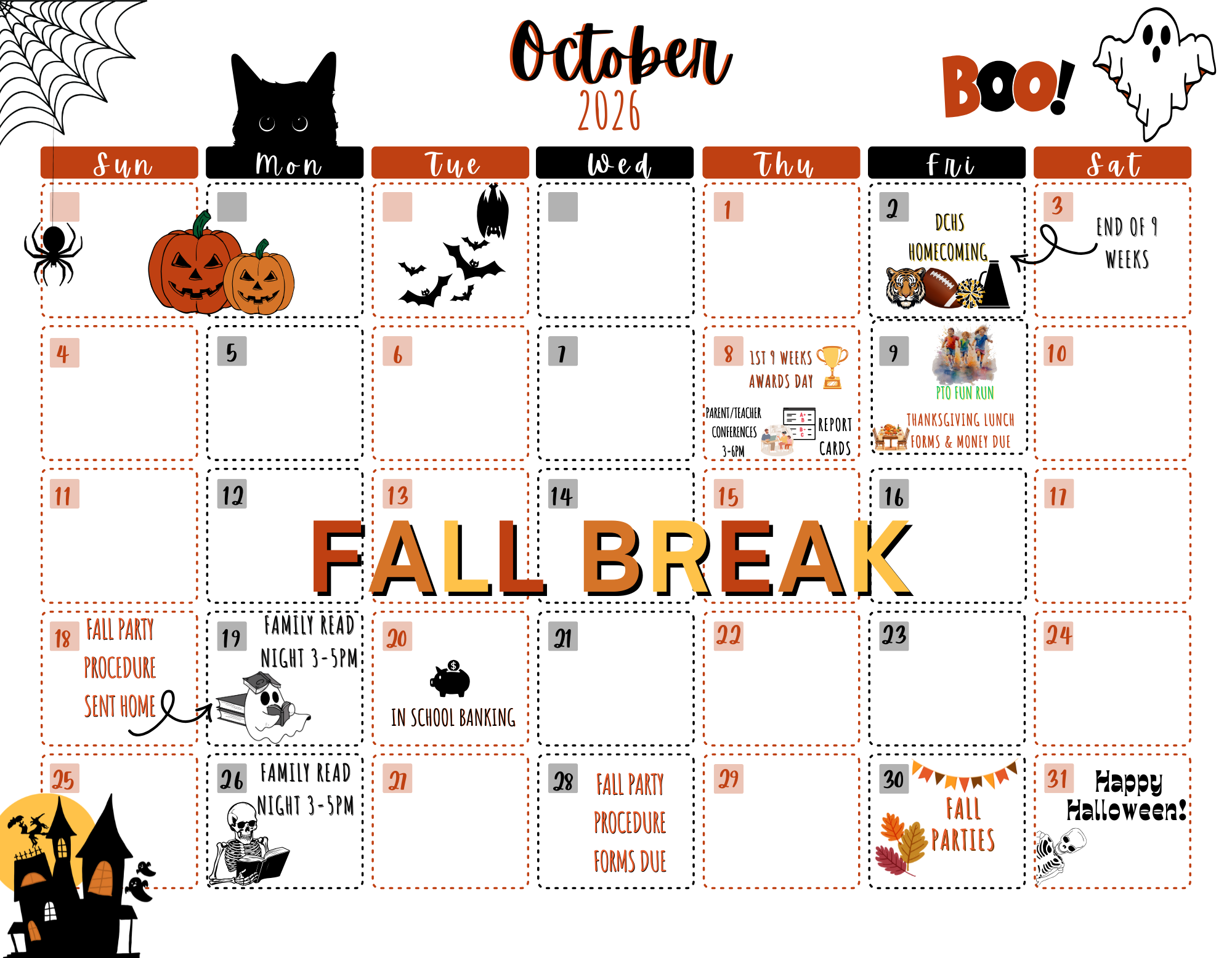 October Calendar Info