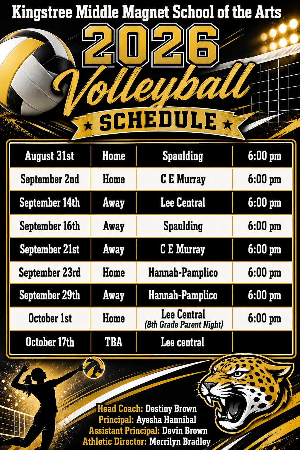 2026 KMMSA Volleyball Schedule