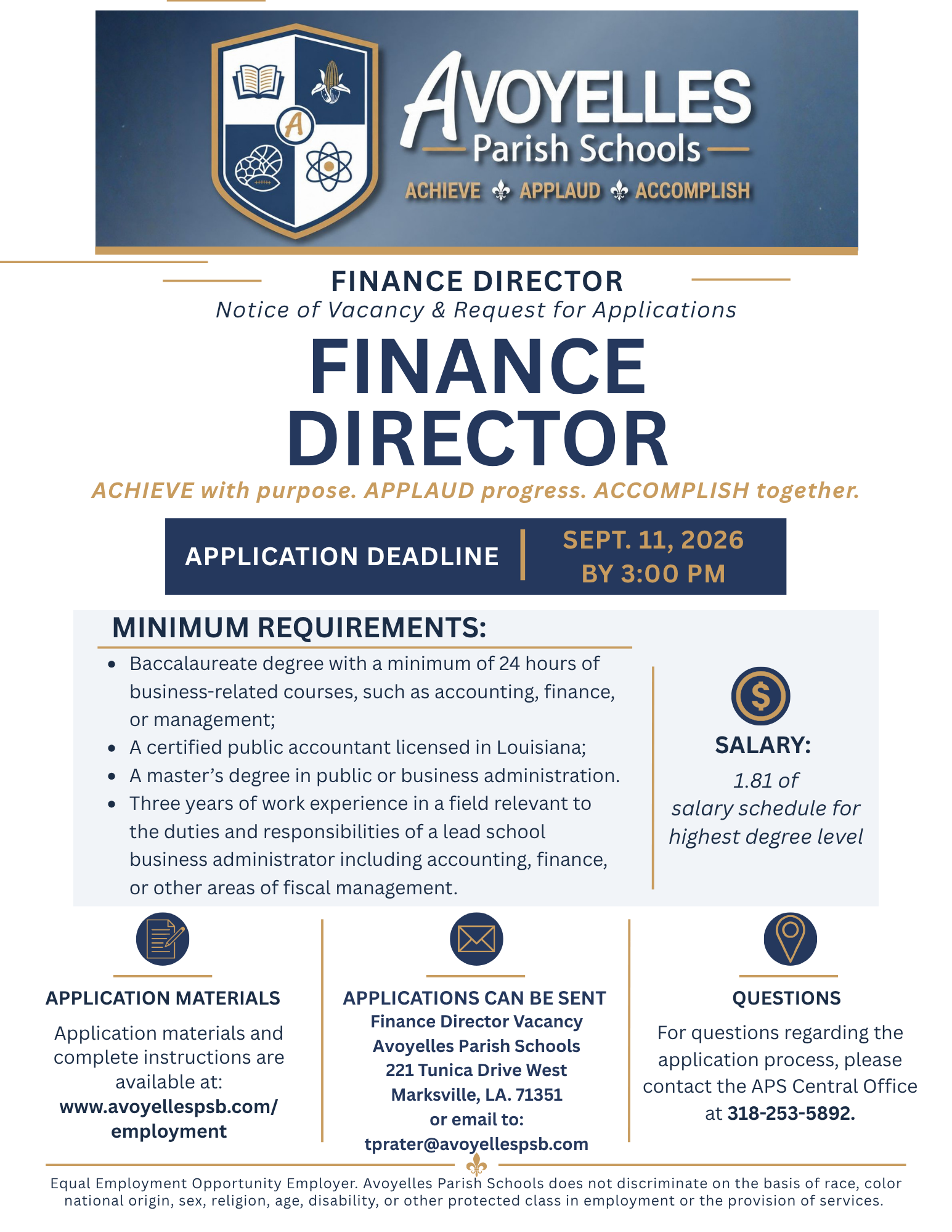 FInance Director Job Advertisment