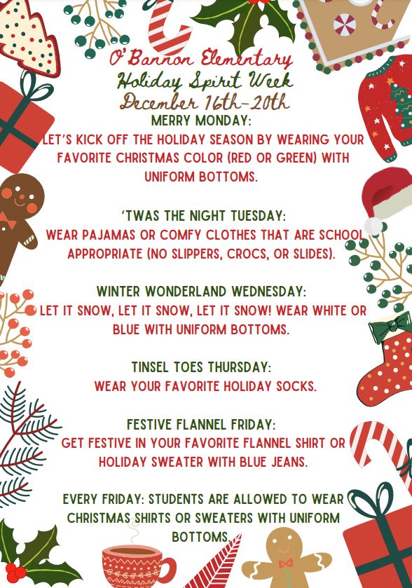 OBE Christmas Dress Up Days