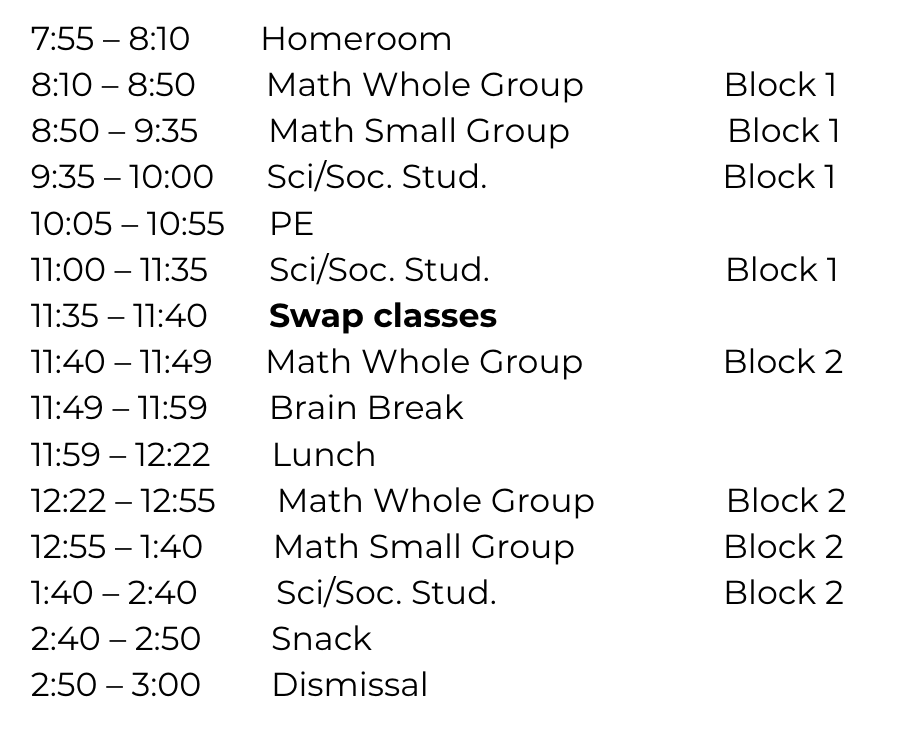 daily schedule