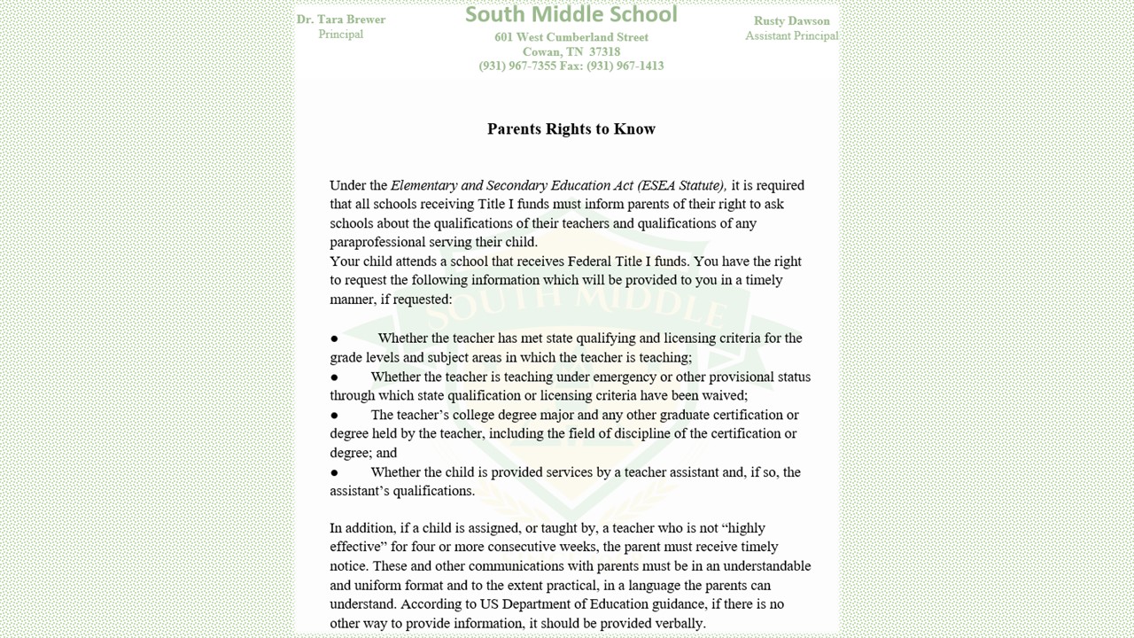 Parents rights to know