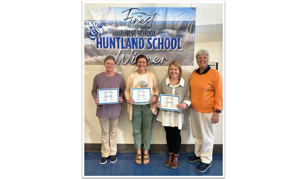 Alicia Walker, Brandy Frame and Michelle Pogue are pictured with Ms. Crabtree receiving their Teacher of the Year awards.