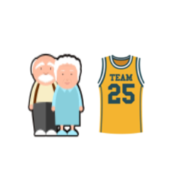 elderly people and a sports jersey