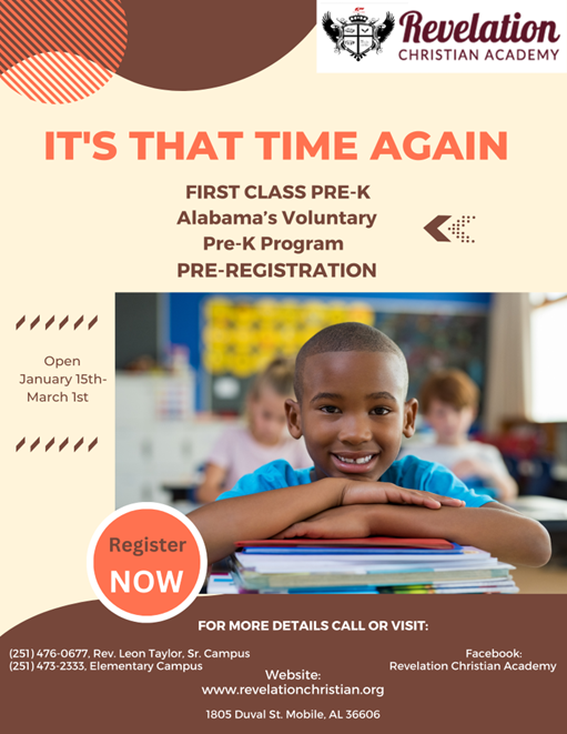 First Class Pre-K Alabama's Voluntary Pre-K Program Pre-registration