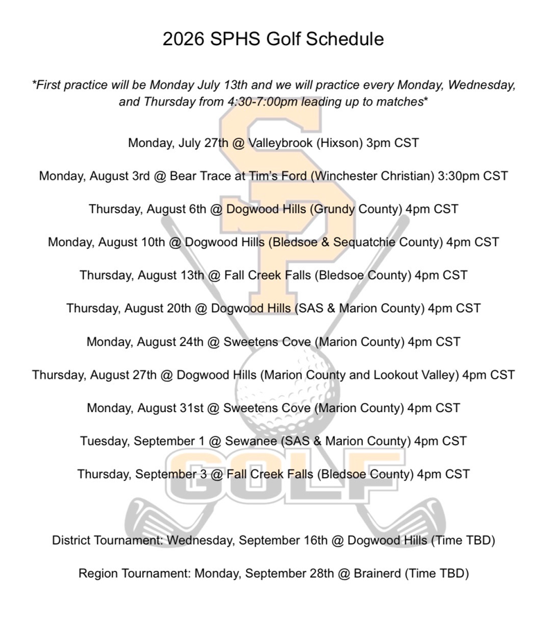 golf schedule