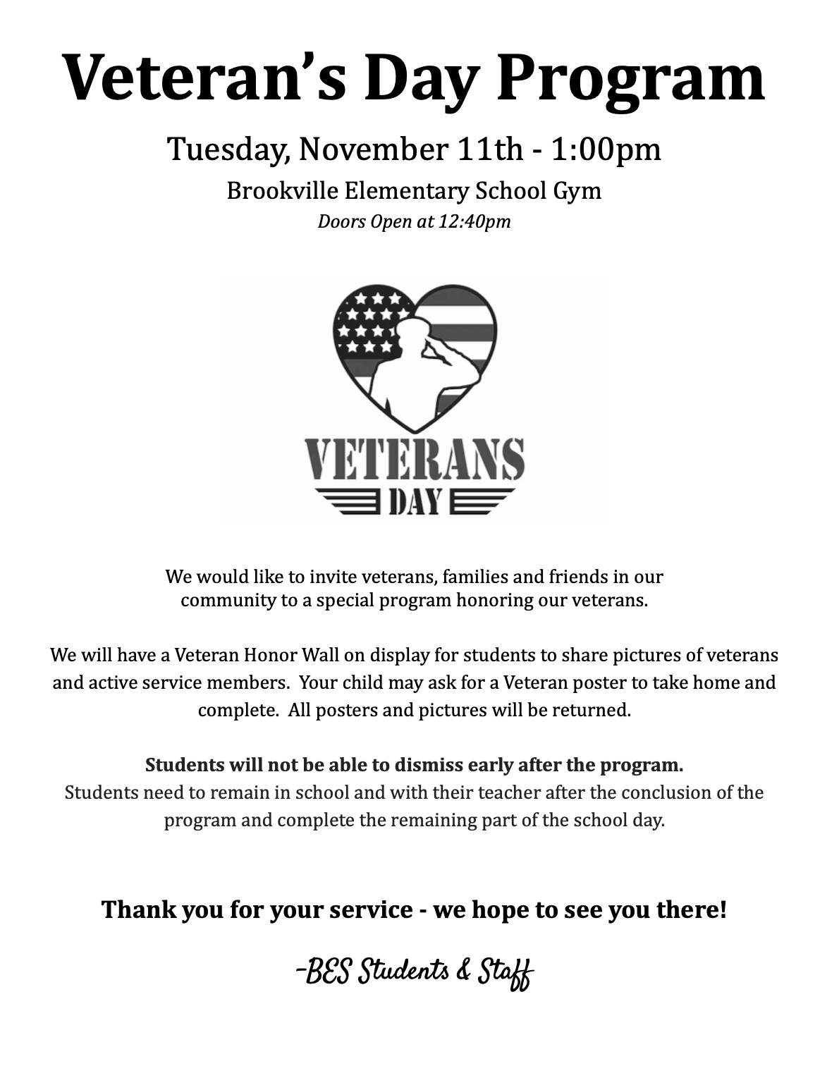 flyer for veterans day. 