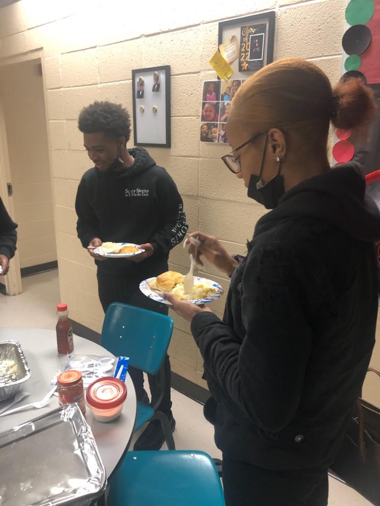 CTC, compliments of Business, Marketing and  Finance Instructor, Jansen Pegues, provide a tasty PBIS breakfast for students and staff 