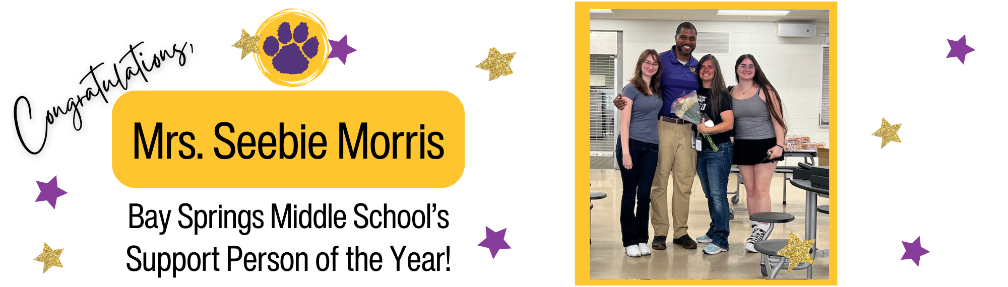 Support Person of the year Mrs. Morris