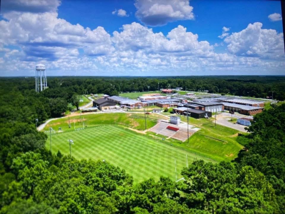 Aerial view of the football field