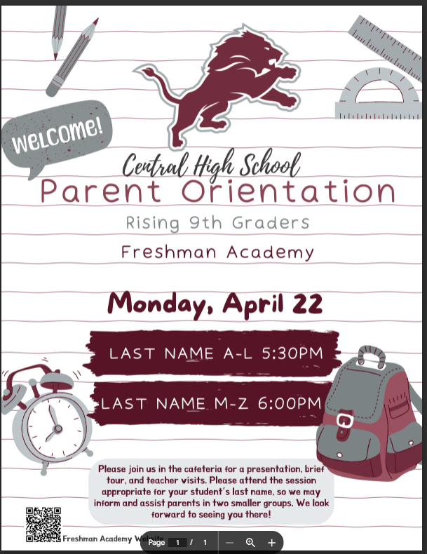 parent orientation for upcoming 9th graders 