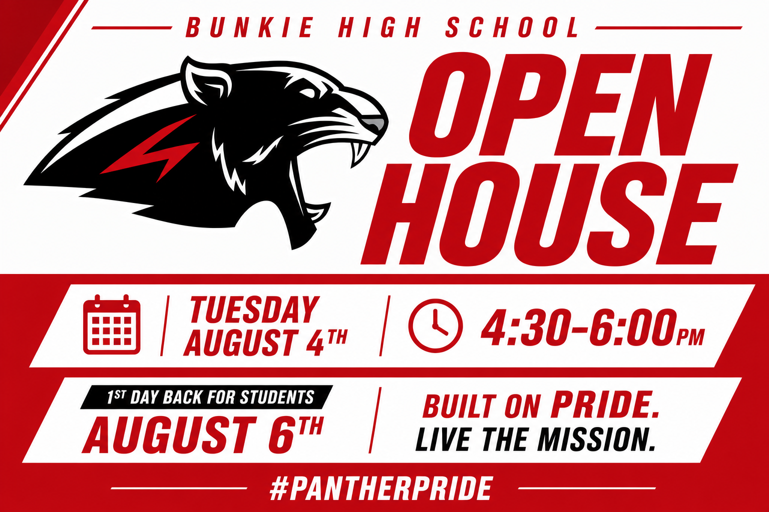 Open House is August 4th from 4:30-6:00
