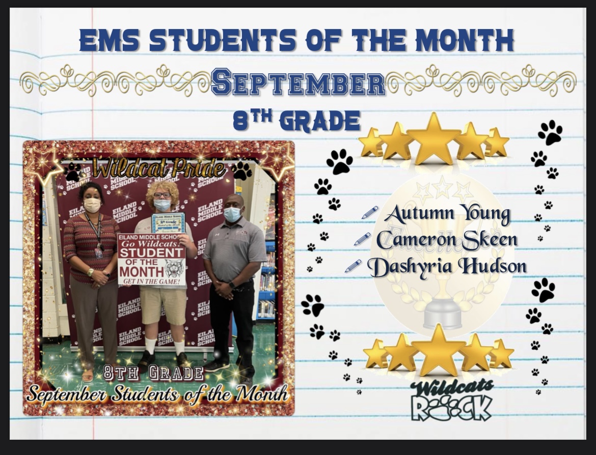 September 8th Grade Students of the Month 